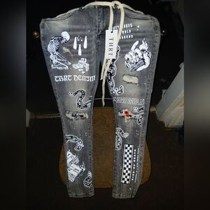 Thrt denim Skinny graphic jeans blk/white size 32x32